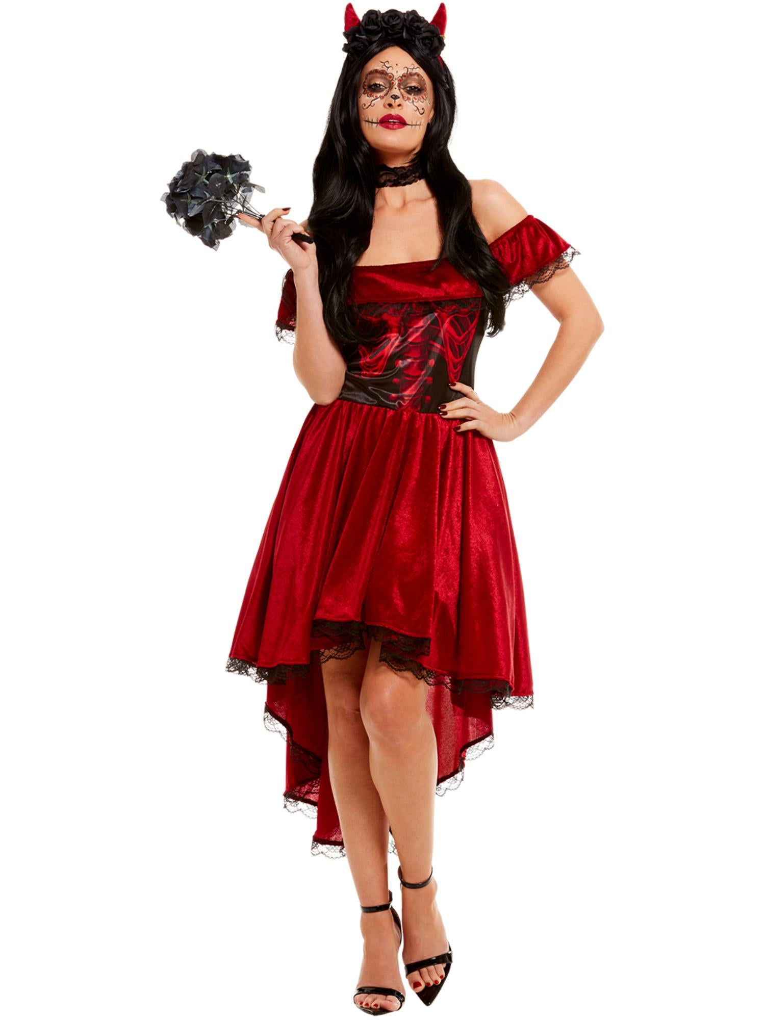 smiffys-fever-day-of-the-dead-devil-kost-m-damen-rot-m image 4