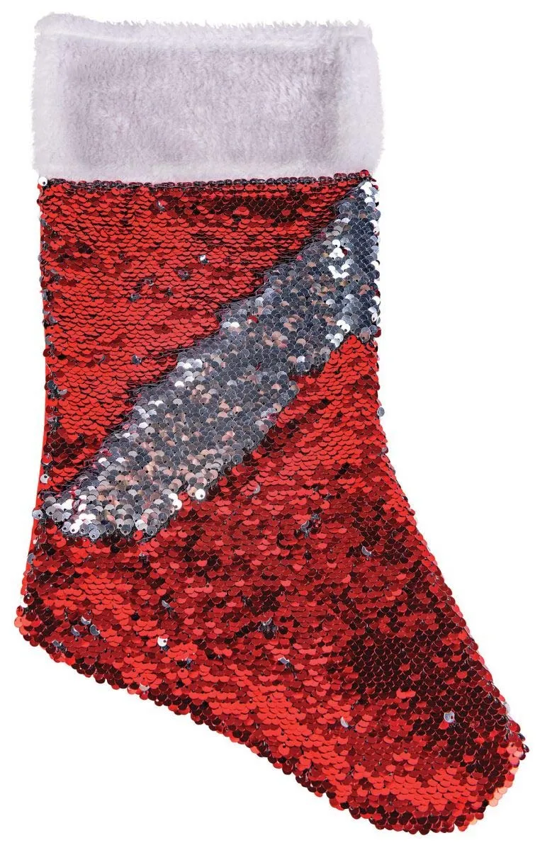 rubie-s-deluxe-weihnachtssocke-wendepailletten-rot-silber image 1