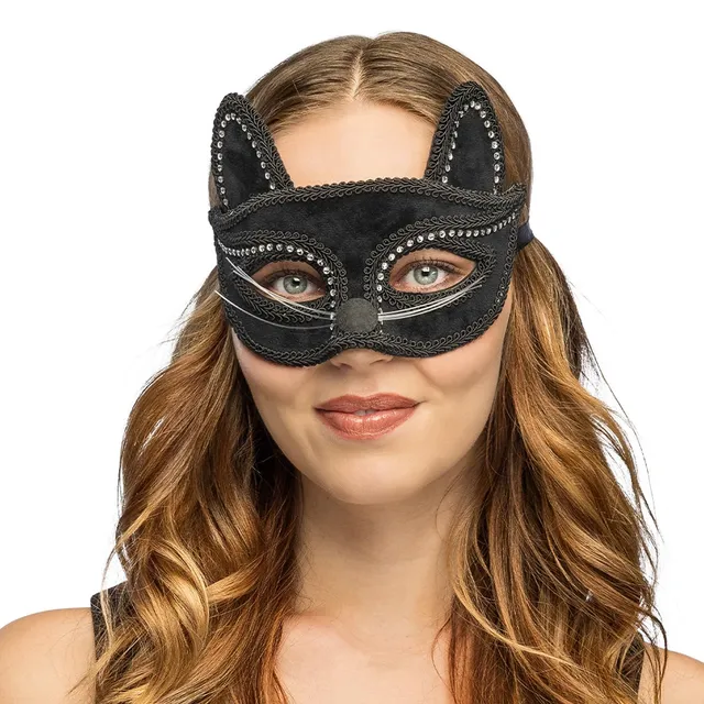 boland-charming-cat-katzenmaske-schwarz-mit-strass-samt image 1