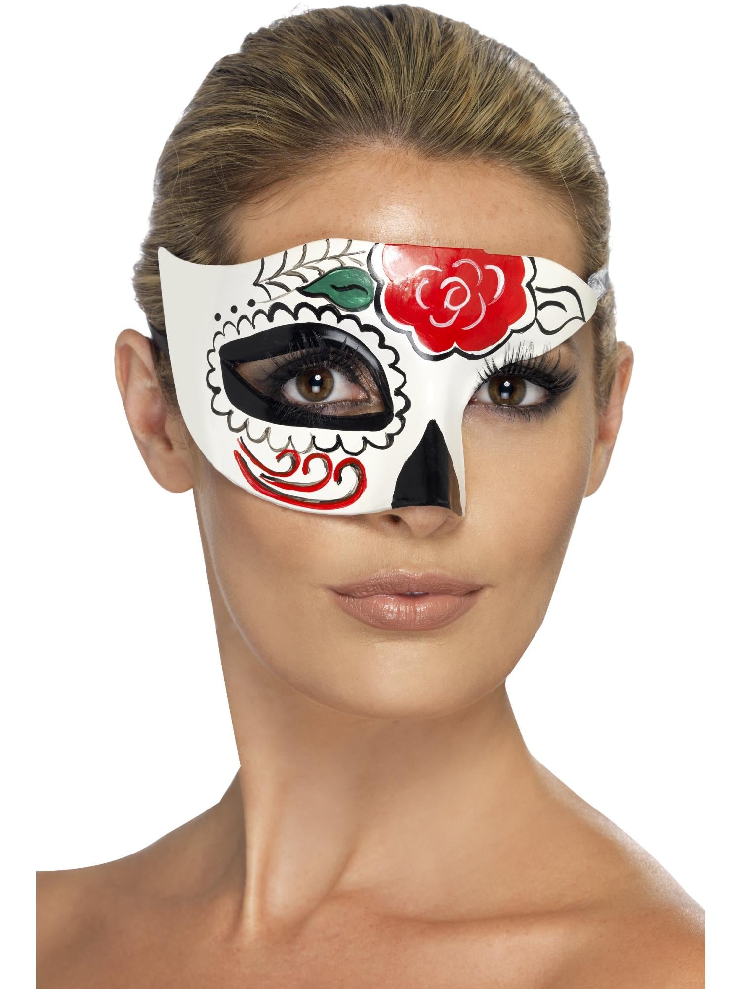 smiffys-fever-day-of-the-dead-augenmaske-wei-halbmaske image 1