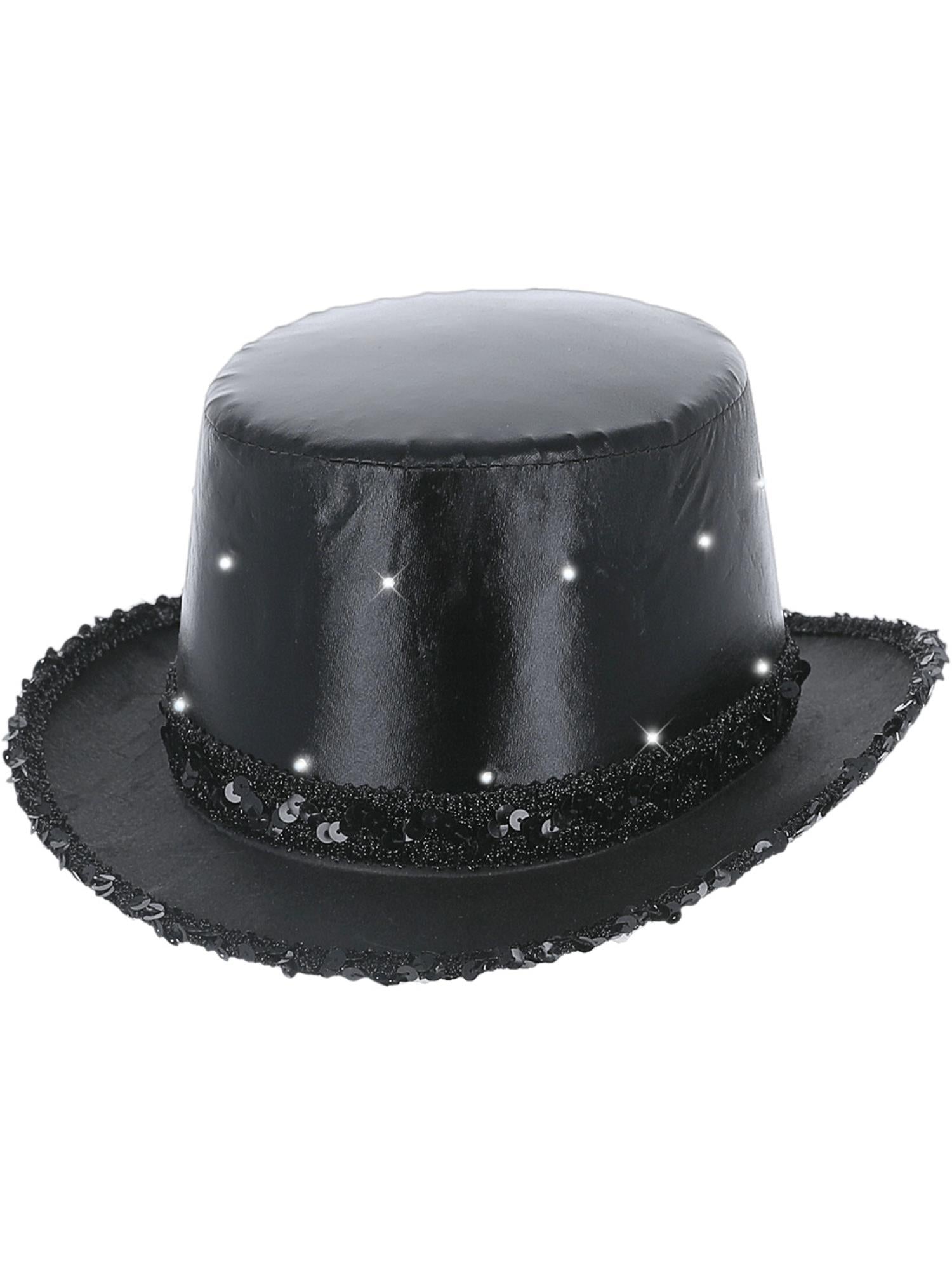 smiffys-fever-led-zylinderhut-schwarz-metallic-mit-pailletten image 1