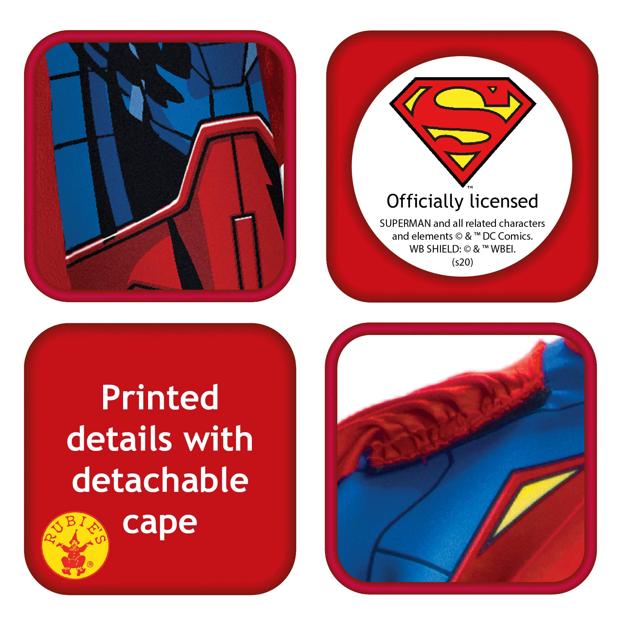rubie-s-deluxe-dc-superman-jungen-kost-m-kinder-overall-12-14-mit-umhang image 3