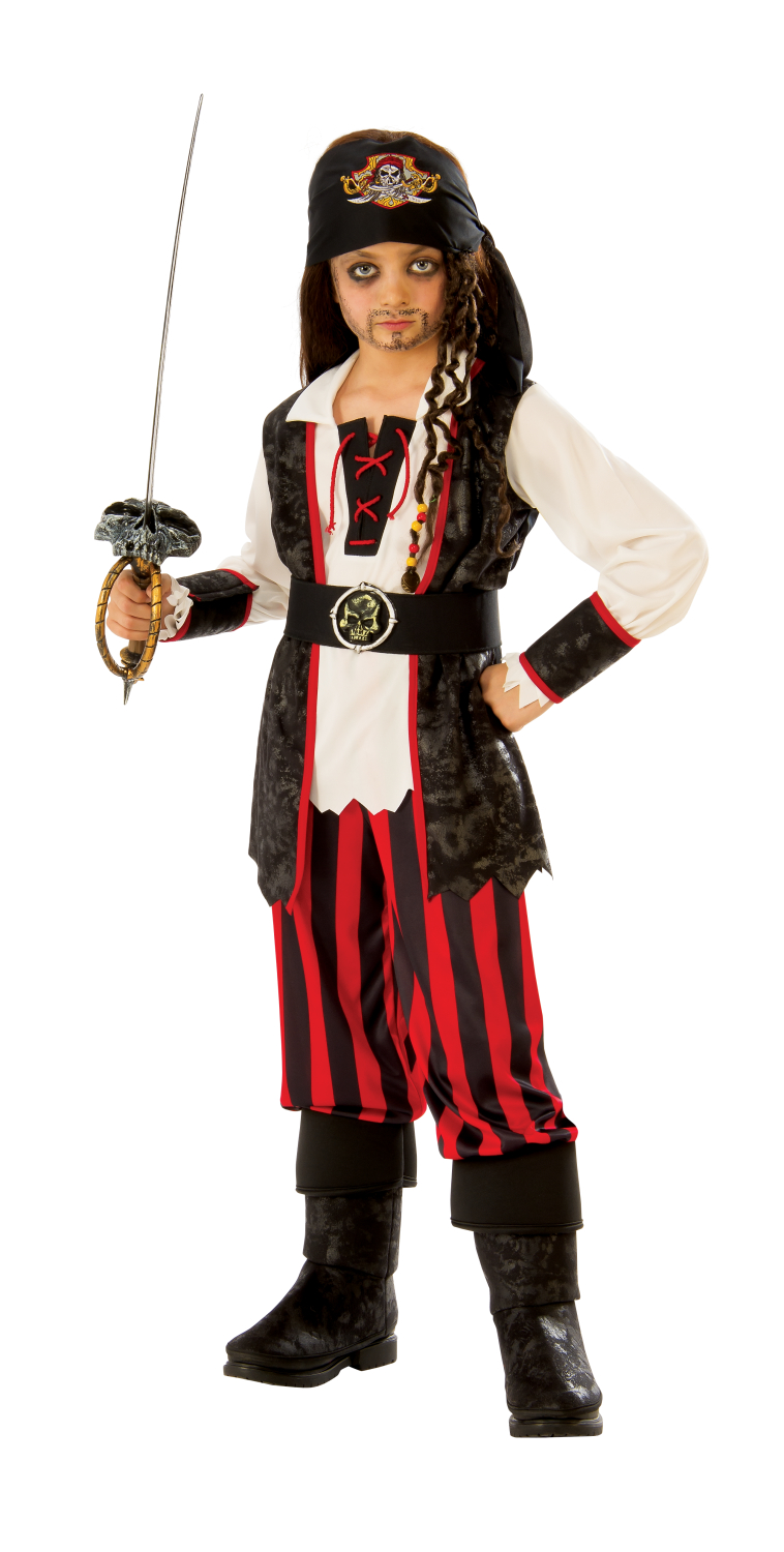rubies-pirat-piratenkost-m-weste-g-rtel-gestreifte-hose-fasching image 1
