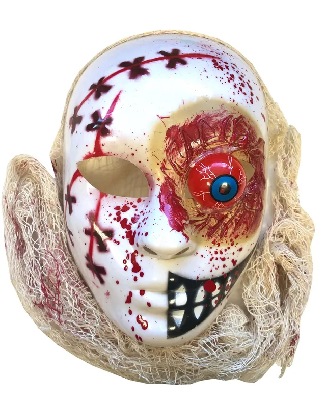 rubies-masques-et-casques-zombie-maske-erwachsene-blutig-mit-haaren image 1