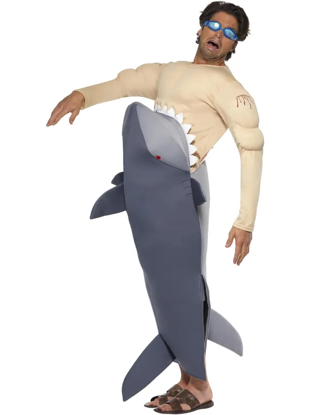 smiffys-fever-man-eating-shark-hai-kost-m-herren-grau image 1