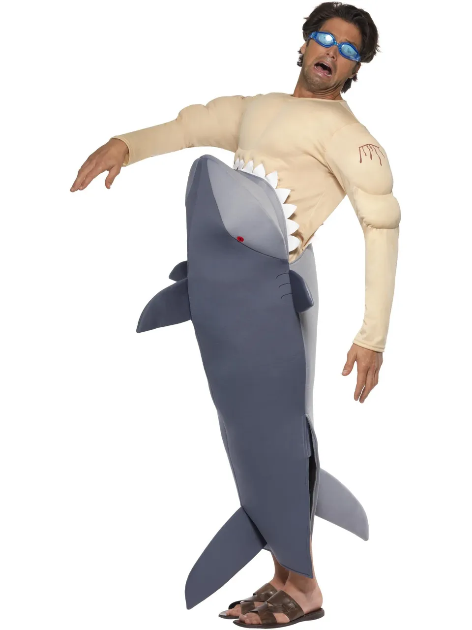 smiffys-fever-man-eating-shark-hai-kost-m-herren-grau image 1