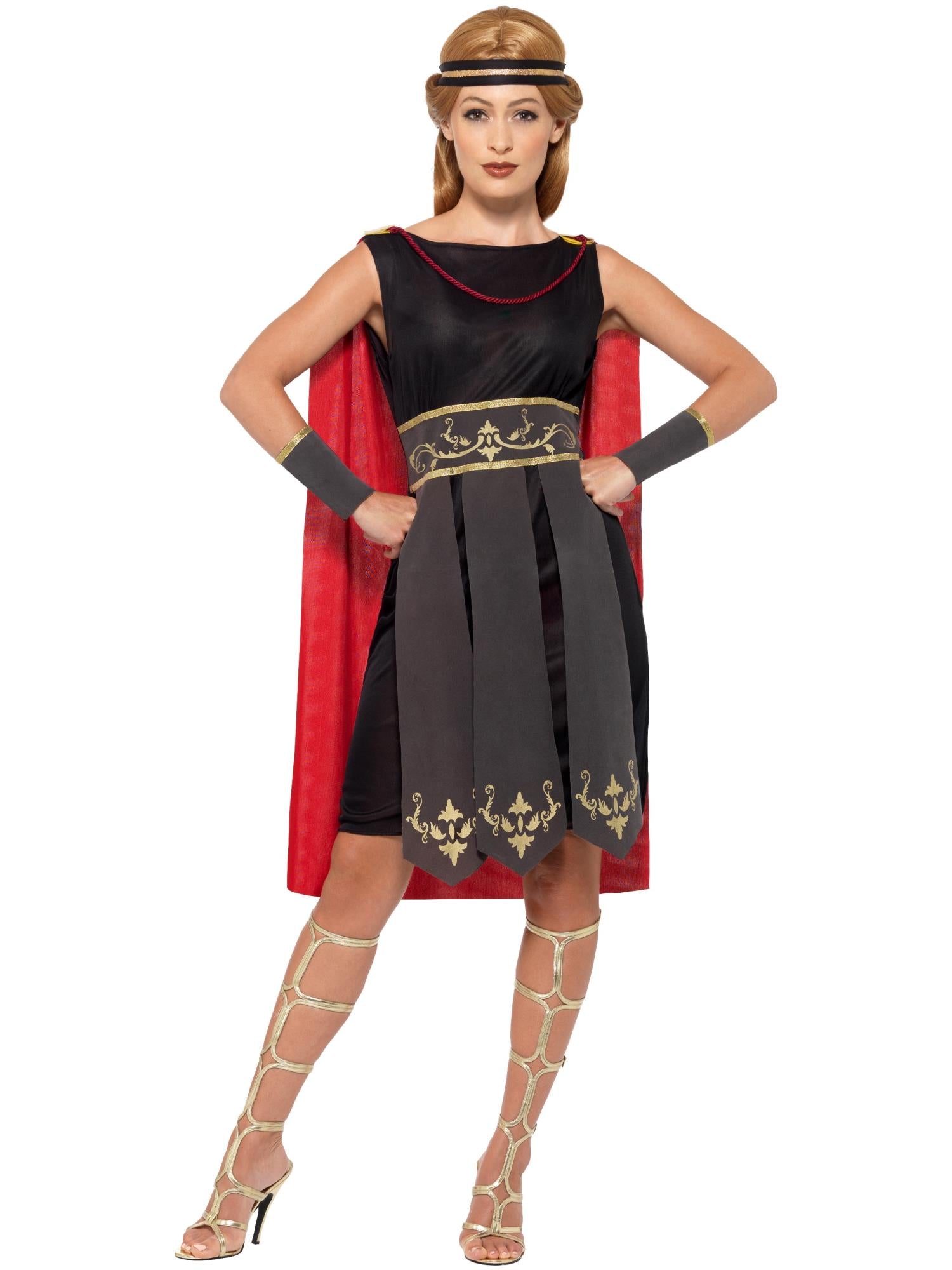 smiffys-fever-r-mer-kriegerin-kost-m-damen-schwarz-mit-umhang image 4