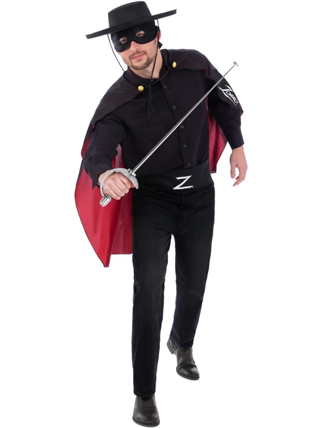 smiffys-fever-zorro-accessory-kit-kost-mset-schwarz-rot image 1