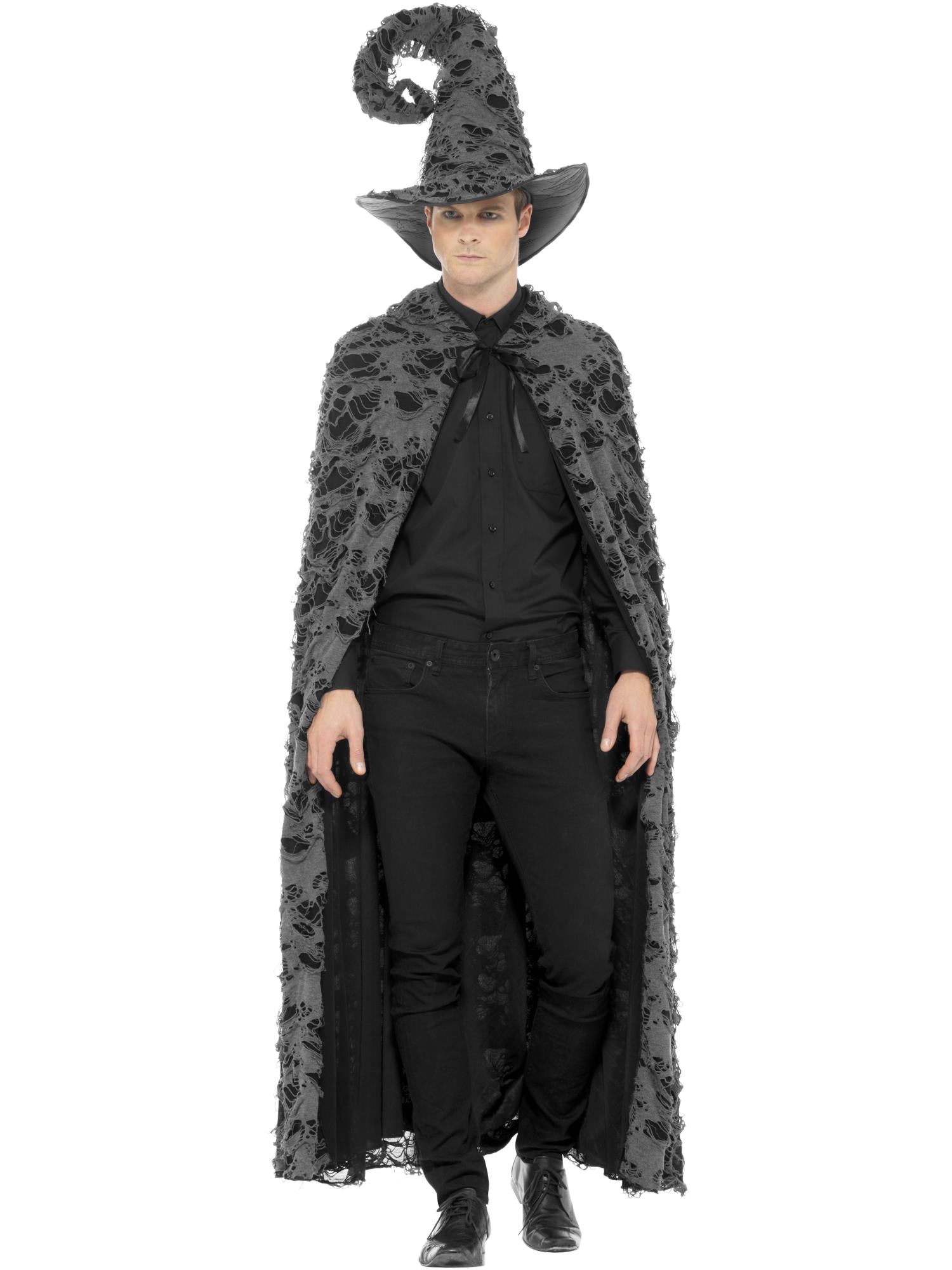 smiffys-fever-spell-caster-cape-umhang-grau-mit-kapuze image 3