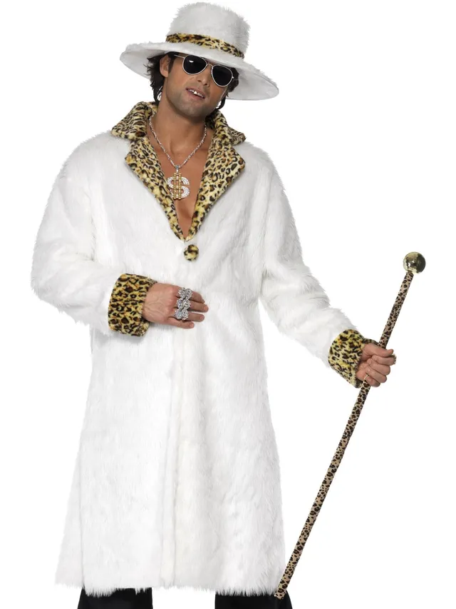 smiffys-fever-pimp-kost-m-wei-leo-herren-mantel-hut-70er image 1