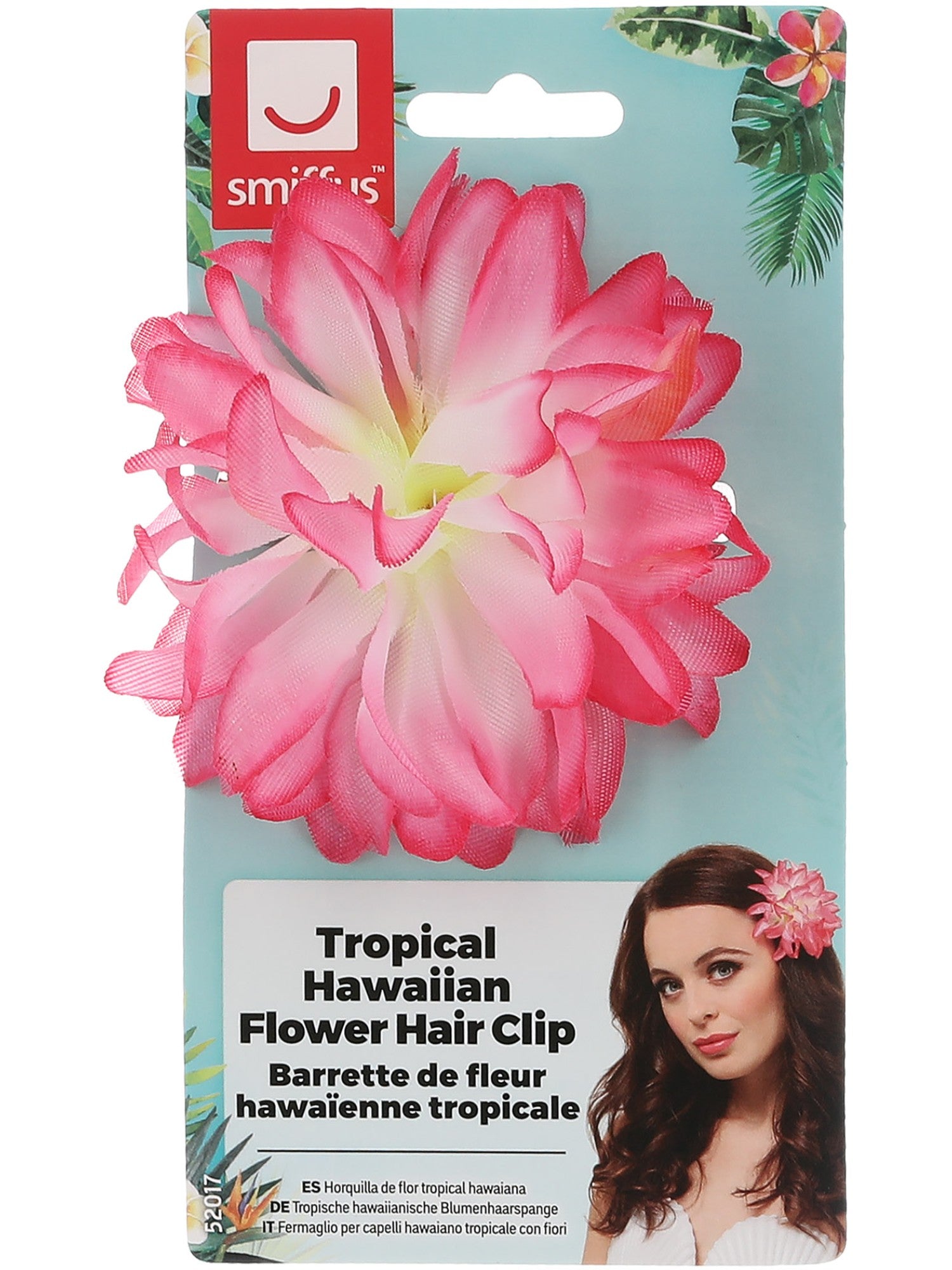 smiffys-fever-tropical-hawaii-blumen-haarclip-pink-gelb image 2