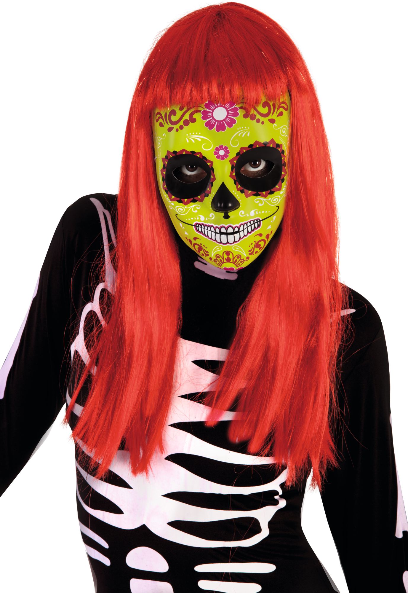 rubies-france-dia-de-los-muertos-pvc-maske-gr-n-mit-gummiband image 1