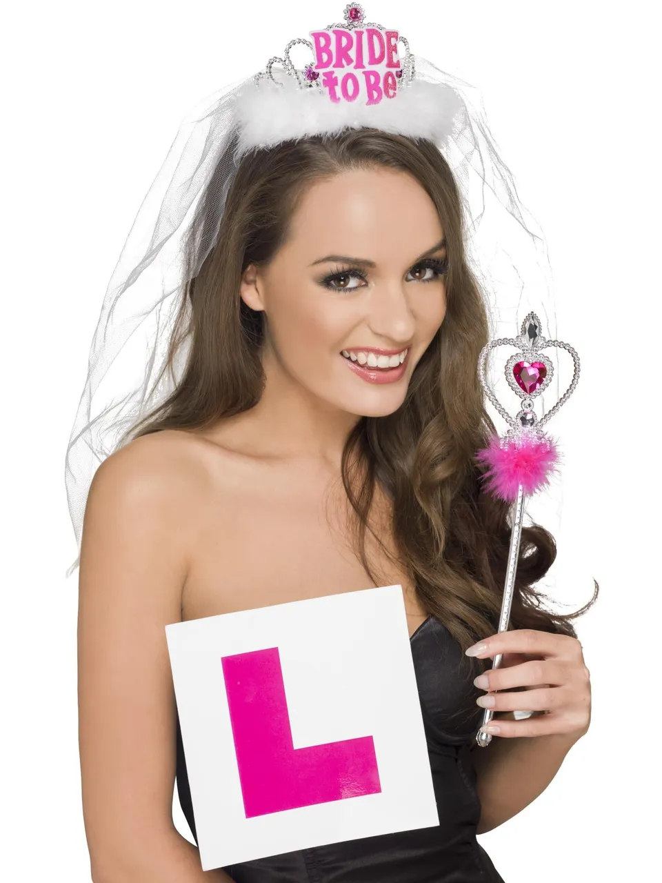 smiffys-fever-hen-party-kit-pink-wei-braut-set-tiara image 1