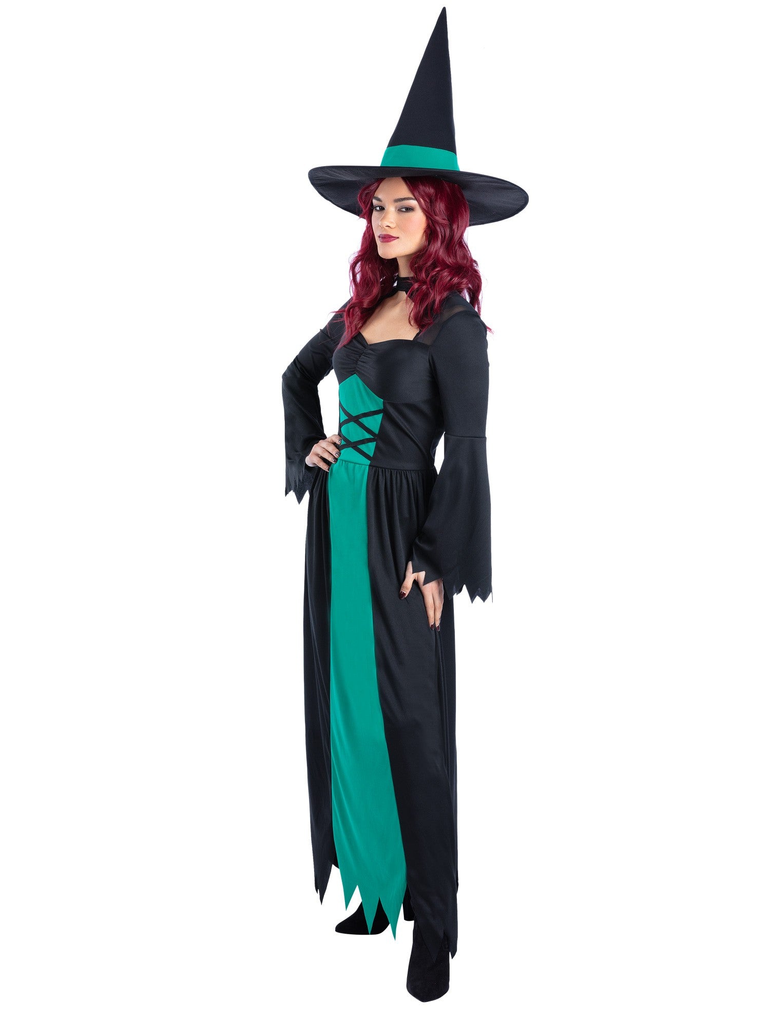smiffys-fever-bewitched-hexenkost-m-gr-n-kleid-hut-damen image 3
