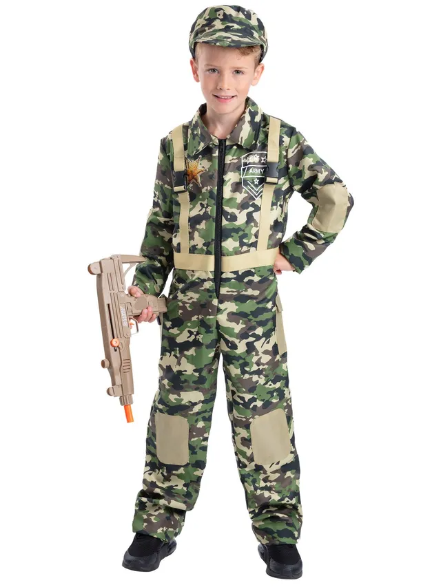 smiffys-fever-army-kost-m-kinder-tarn-overall-gr-l image 1