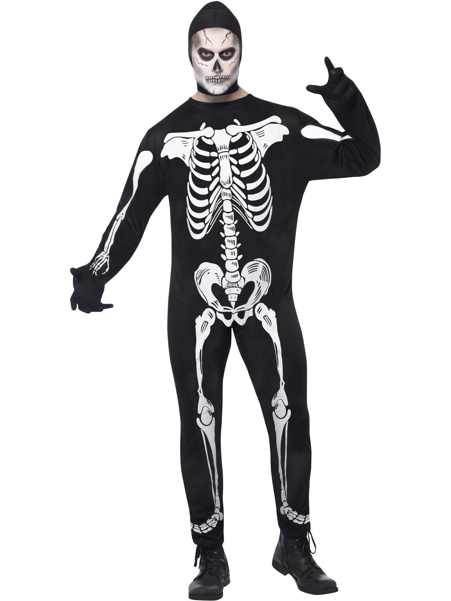 smiffys-fever-skeleton-jumpsuit-kost-m-herren-schwarz-m image 2