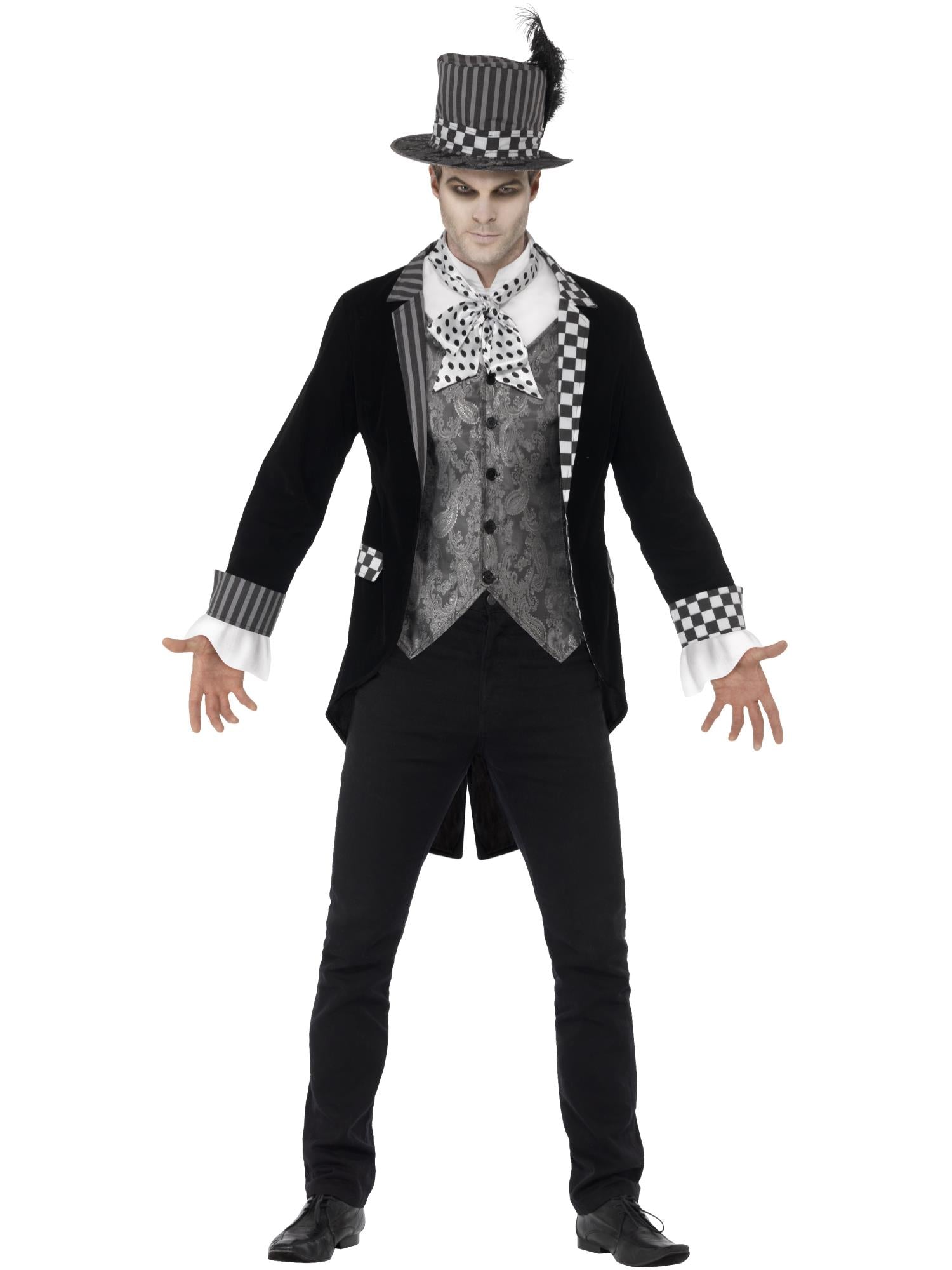 smiffys-fever-dark-hatter-kost-m-herren-schwarz-mit-hut-m-xl image 1