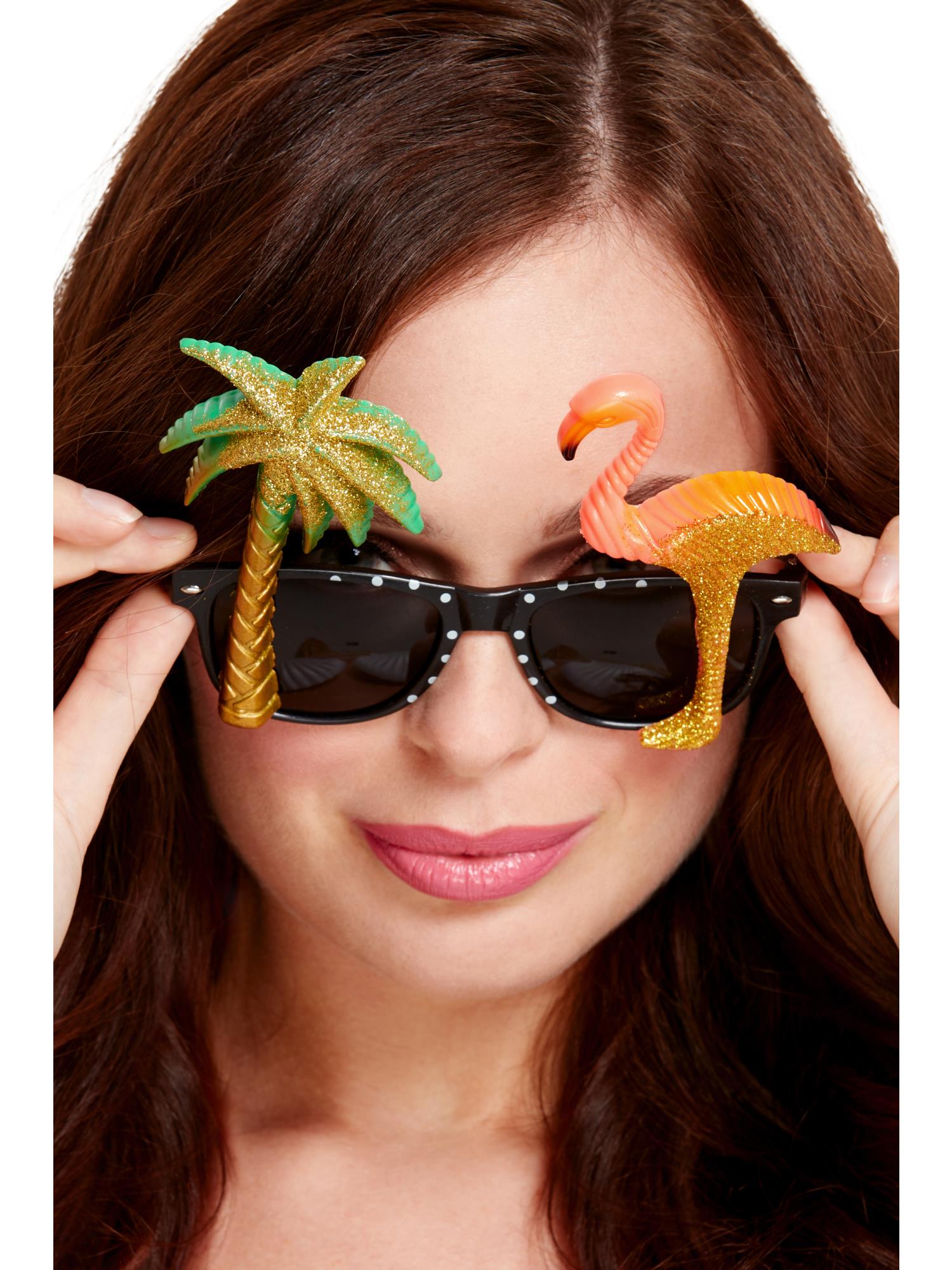 smiffys-fever-specs-partybrille-flamingo-palme-schwarz image 1