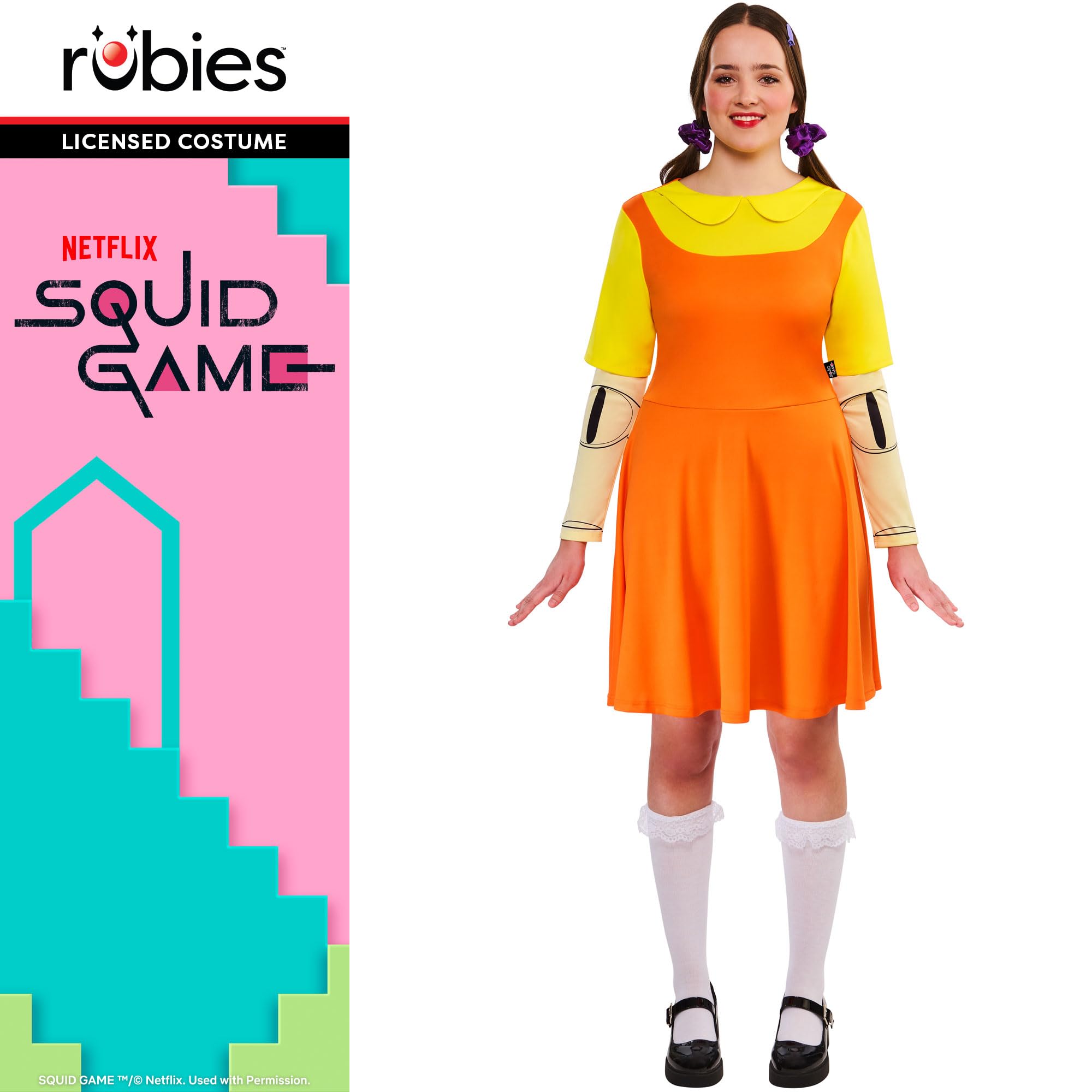 rubie-s-deluxe-squid-game-classic-girl-doll-kost-m-m-orange image 5