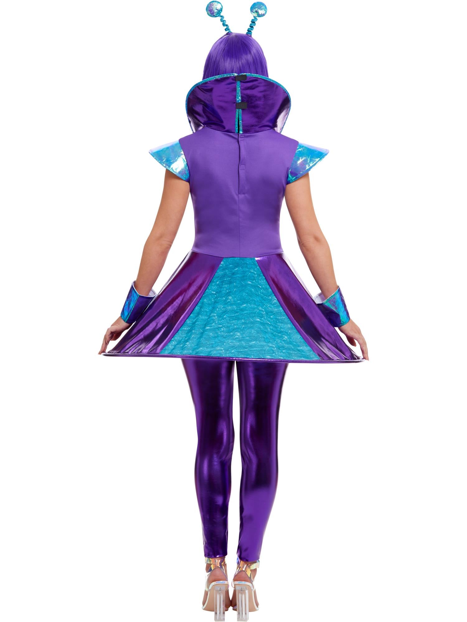 smiffys-fever-alien-lady-kost-m-damen-lila-t-rkis-kleid image 2