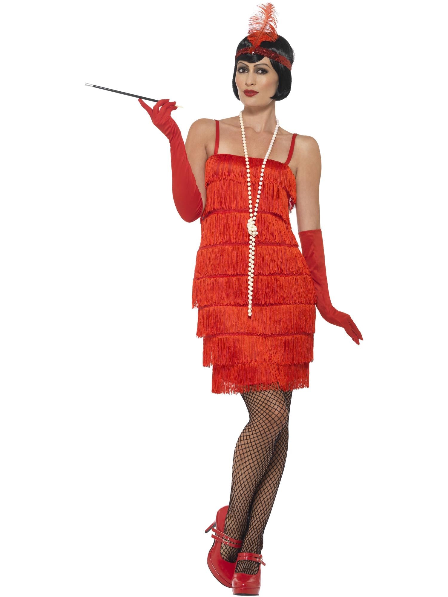 smiffys-fever-flapper-kost-m-rot-mit-fransenkleid-m image 1
