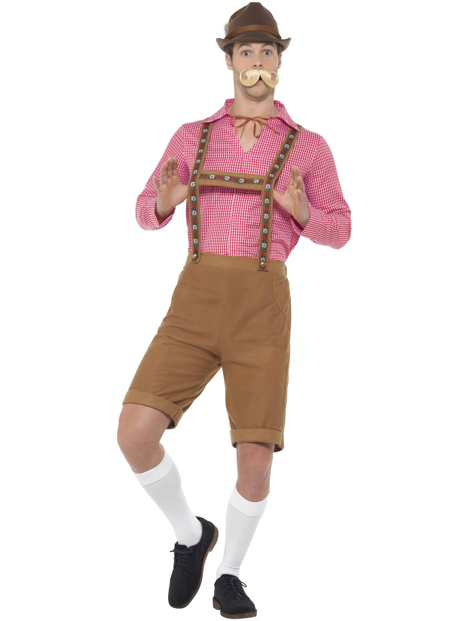 smiffys-fever-mr-bavarian-kost-m-herren-rot-braun-lederhose image 1