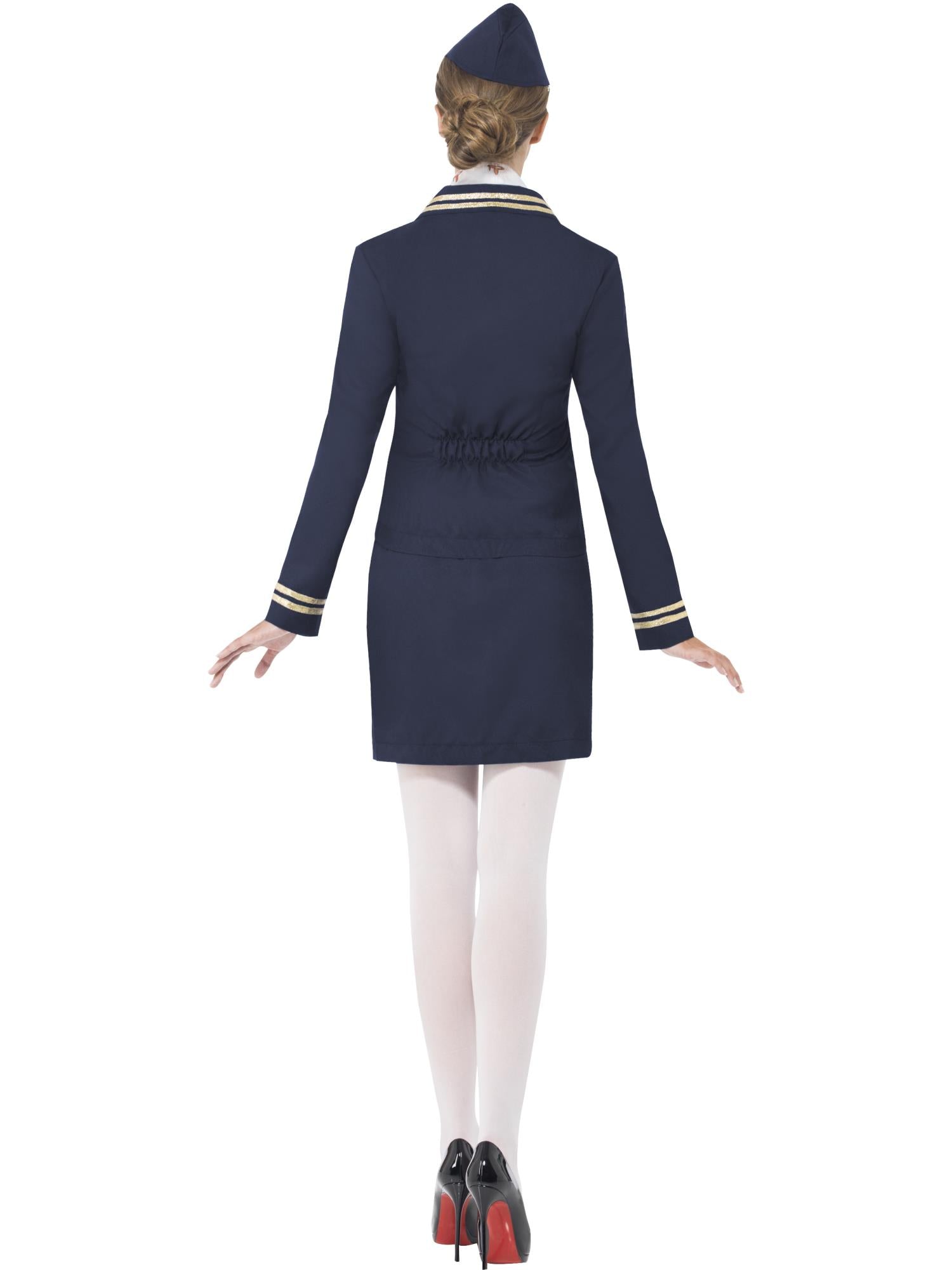 smiffys-fever-stewardess-kost-m-blau-damen-mit-m-tze image 2