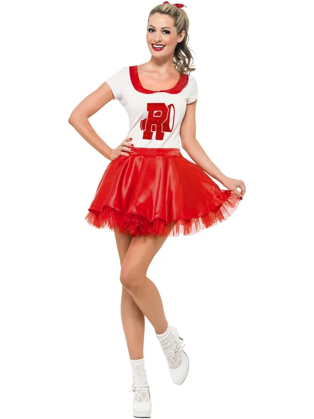 smiffys-fever-sandy-cheerleader-kost-m-rot-wei-s image 1