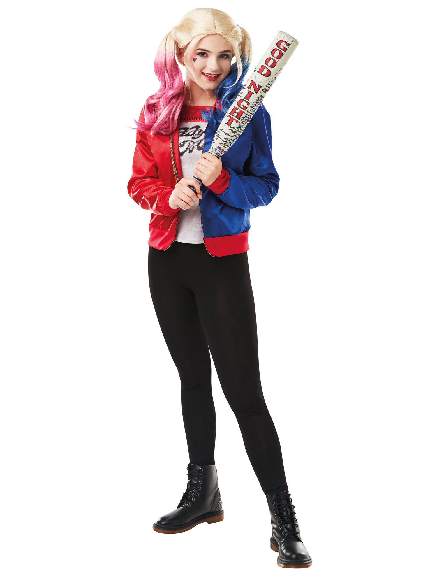 rubies-harley-quinn-kost-m-set-jacke-top-rosa-blau image 1
