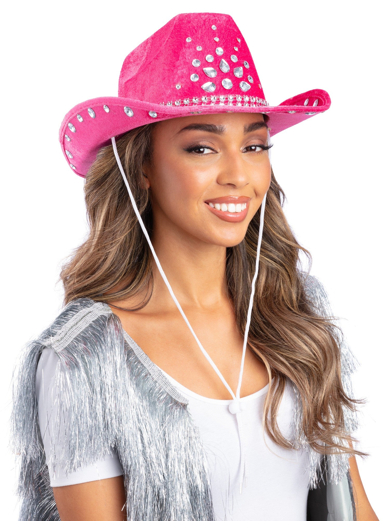 smiffys-fever-cowboyhut-pink-mit-strass-cowgirl-hut image 1