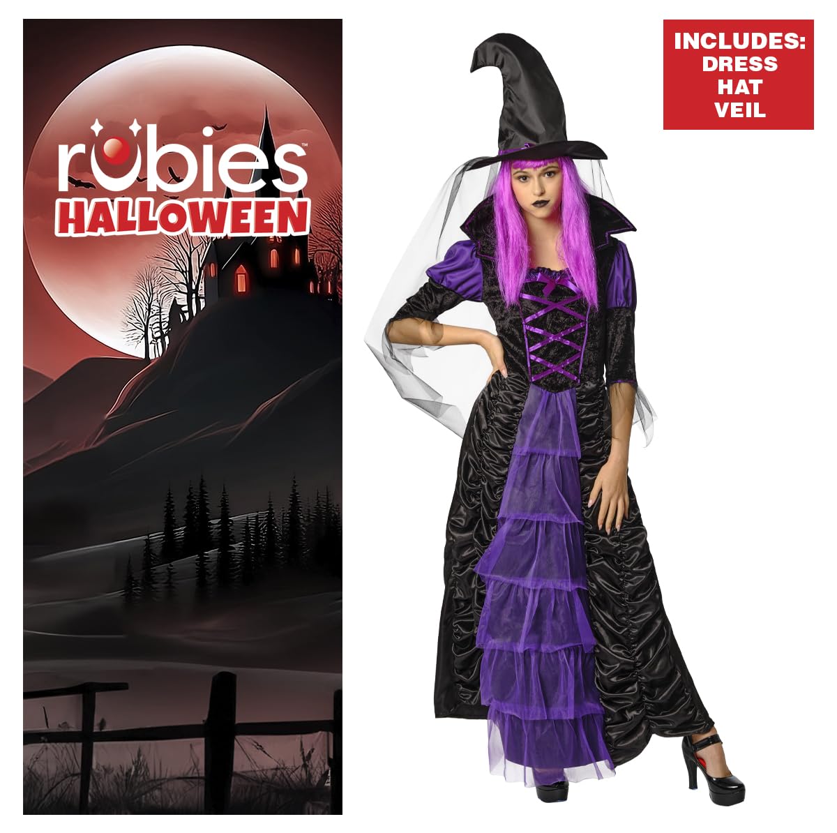 rubie-s-deluxe-b-se-hexe-damenkost-m-kleid-mit-hut image 2