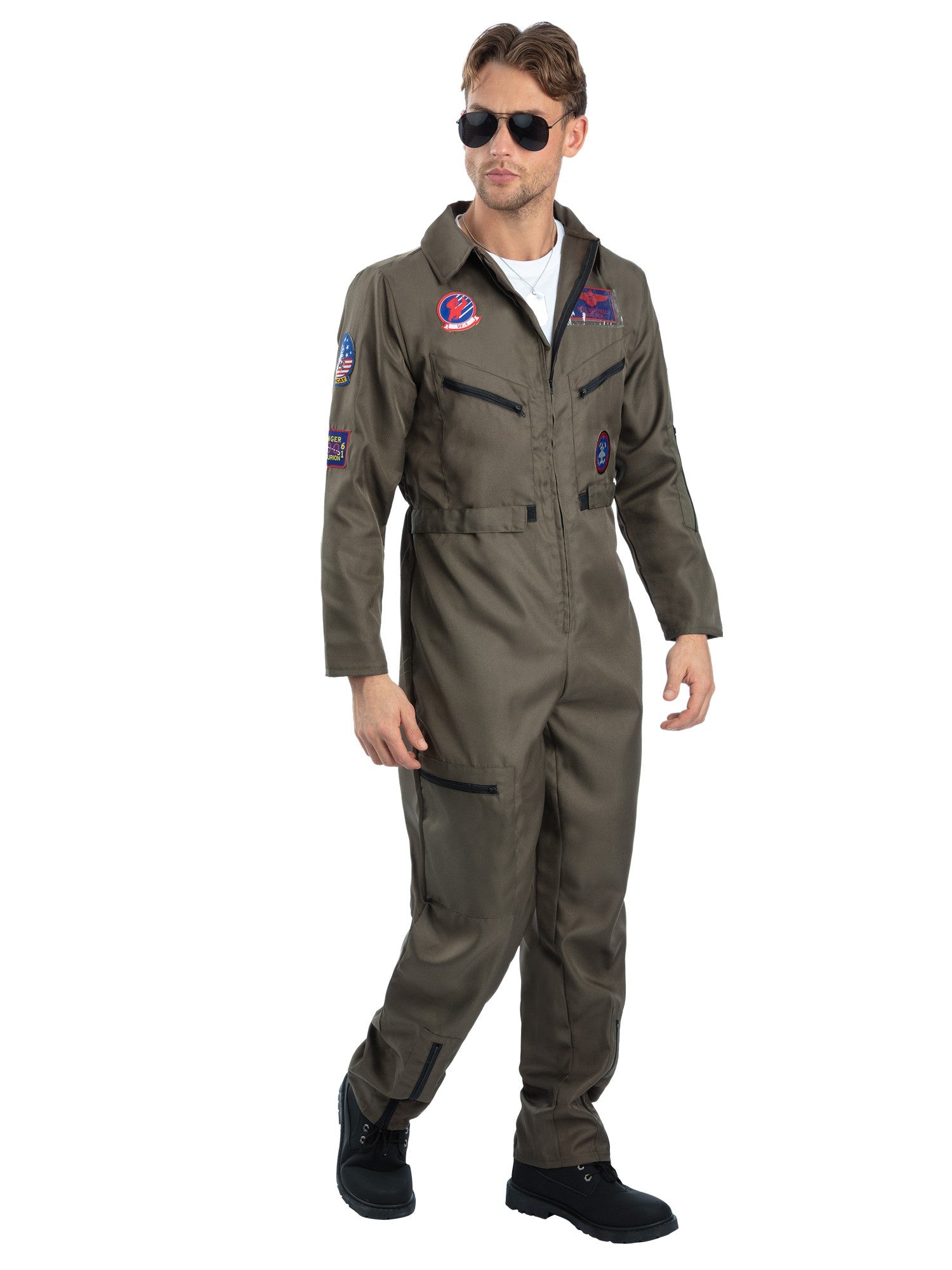smiffys-fever-top-gun-piloten-kost-m-jumpsuit-gr-n-m image 5