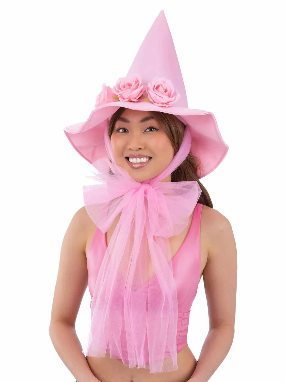 smiffys-fever-gute-hexe-hut-rosa-mit-blumen-damen image 1