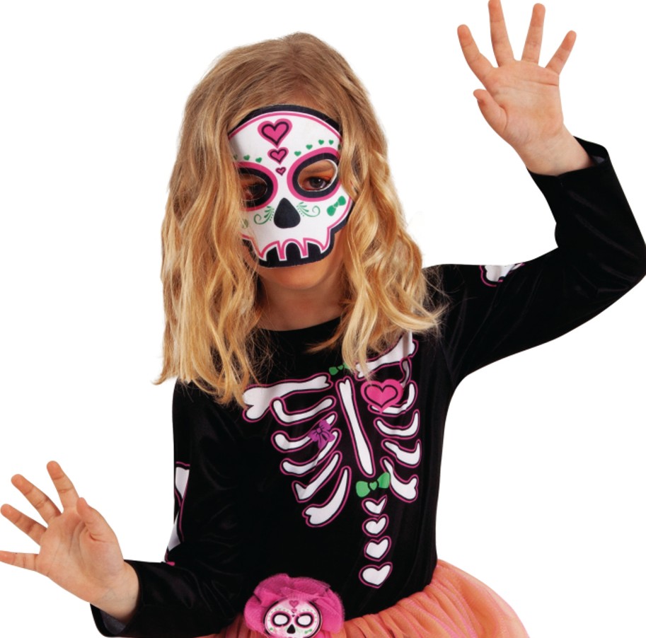 rubies-france-dia-de-los-muertos-tutu-kost-m-rosa-gr-n-mit-maske image 2