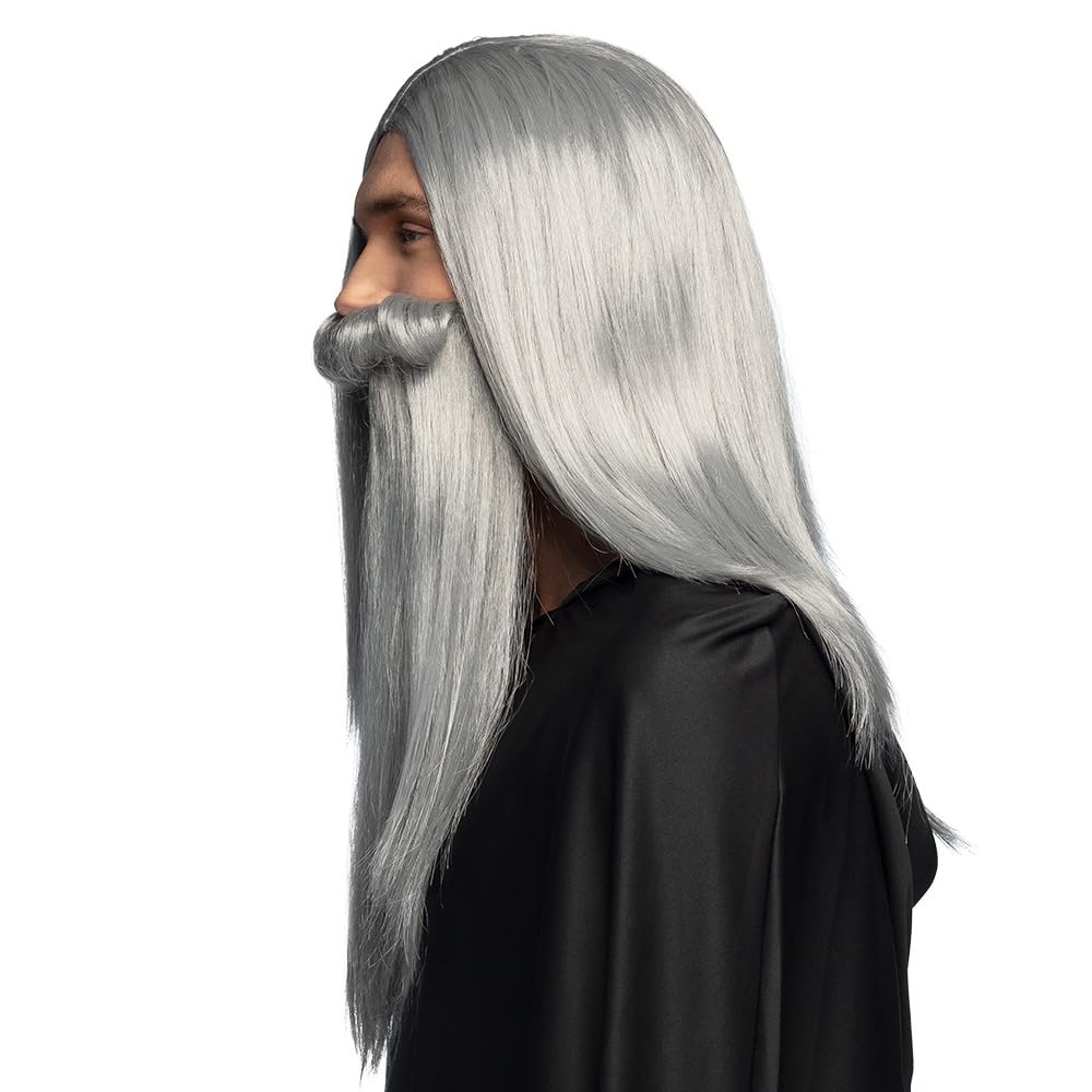 boland-wigs-per-cke-und-bart-zauberer-merlin-grau-kunsthaar image 2