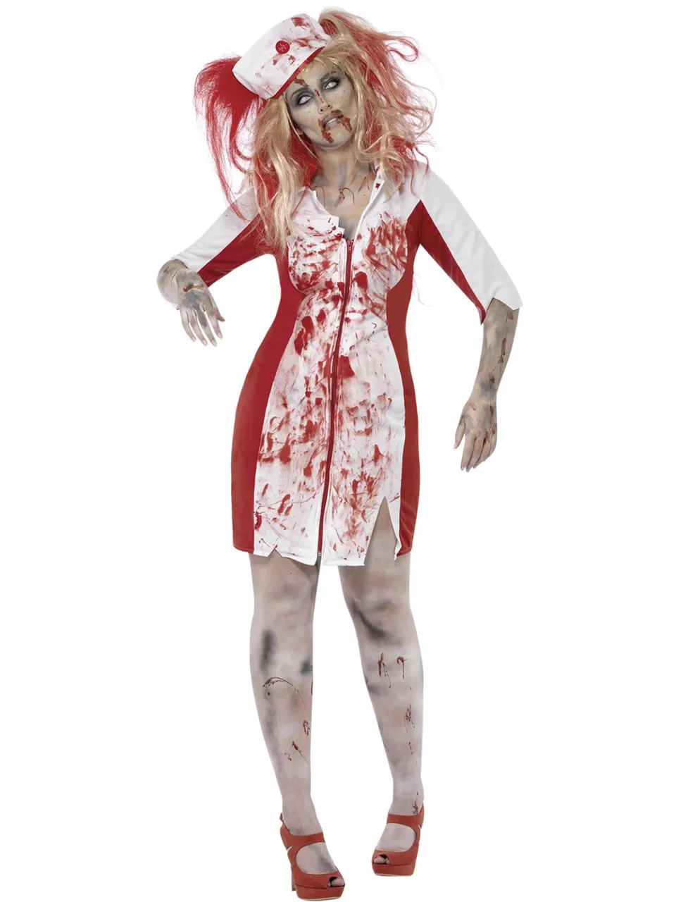 smiffys-fever-zombie-krankenschwester-kost-m-plus-wei-rot image 1