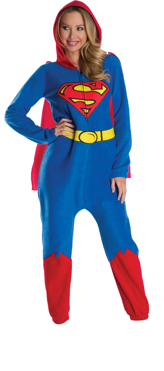 rubies-supergirl-pyjama-kost-m-fleece-mit-cape-rot image 1