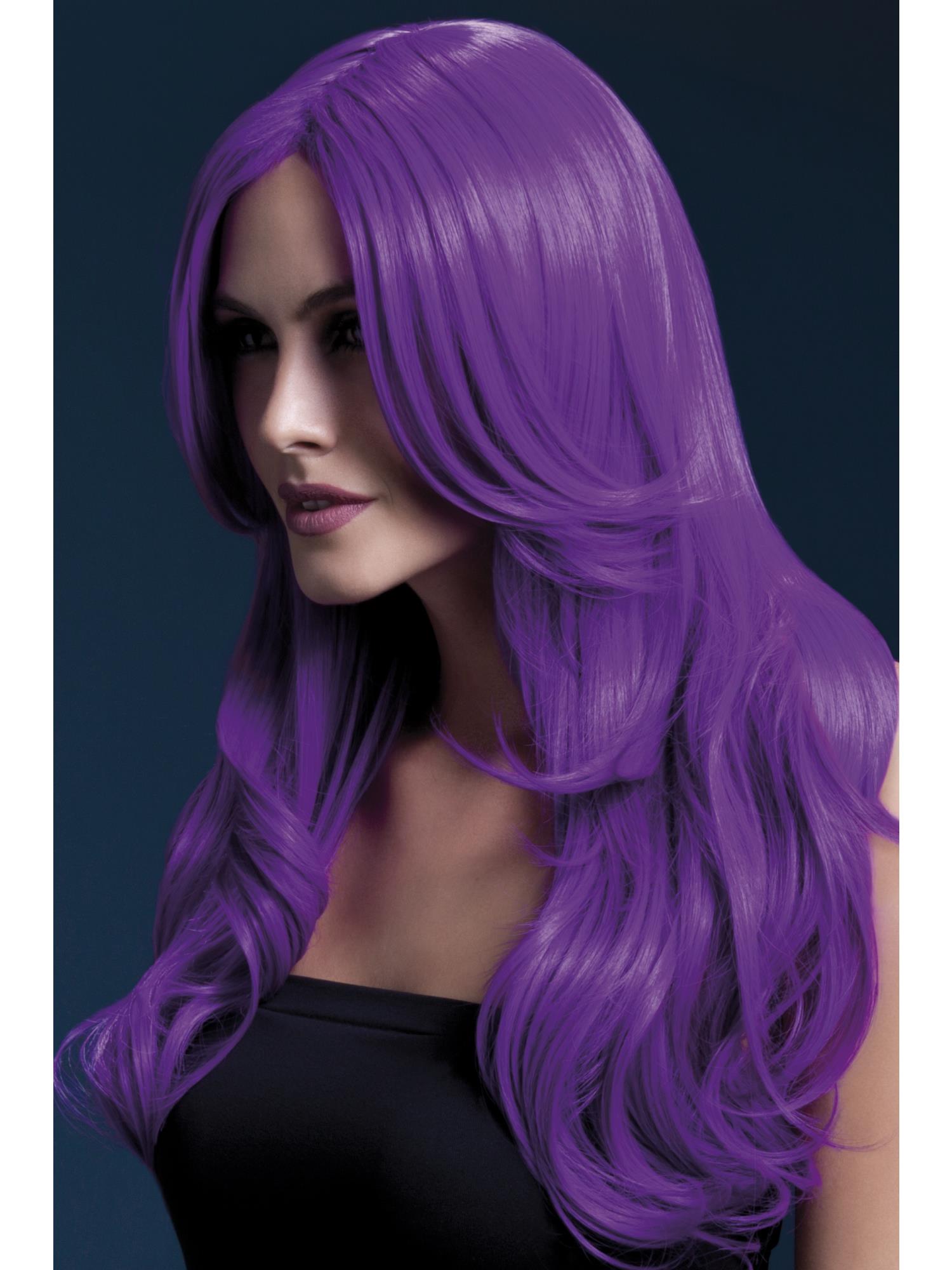 smiffys-fever-khloe-per-cke-lila-lang-wellig-damen image 7