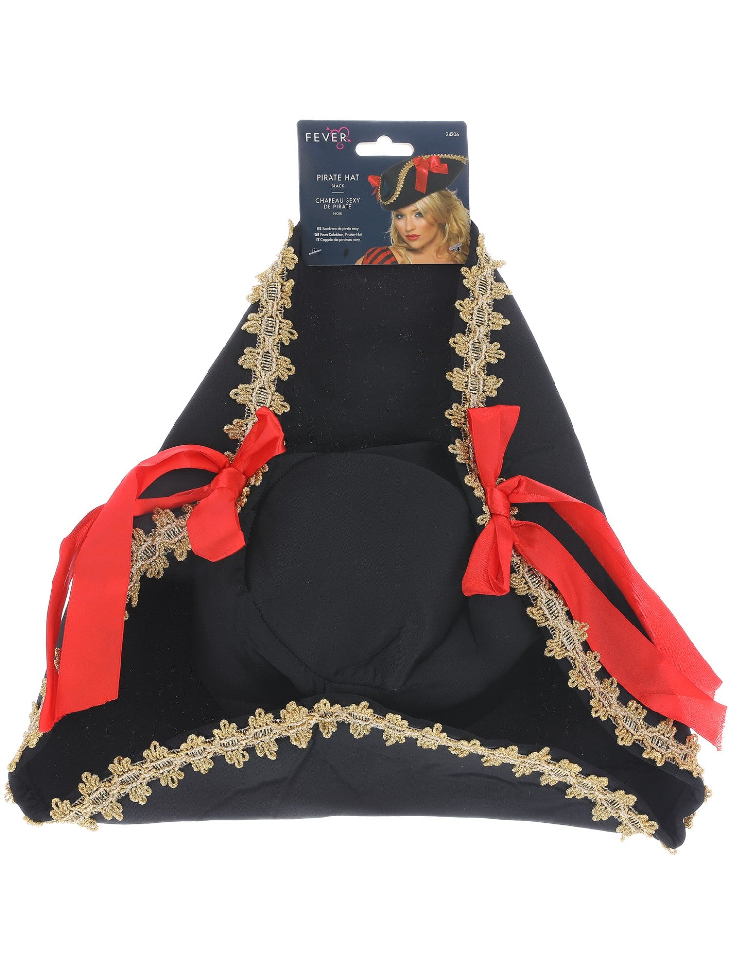 smiffys-fever-piratenhut-dreispitz-schwarz-gold-schleife image 2