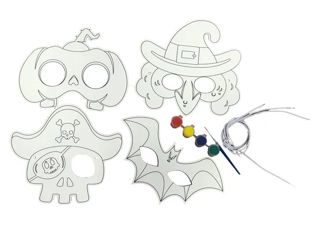 rubies-halloween-diy-masken-bastelset-4er-zum-ausmalen image 1