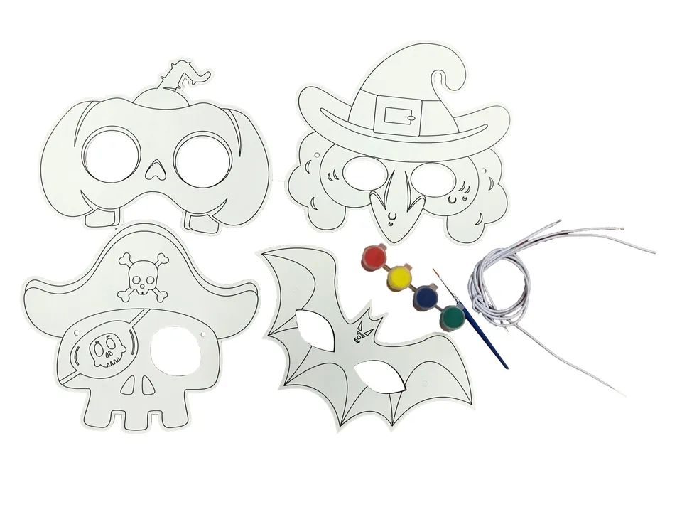 rubies-halloween-diy-masken-bastelset-4er-zum-ausmalen image 1