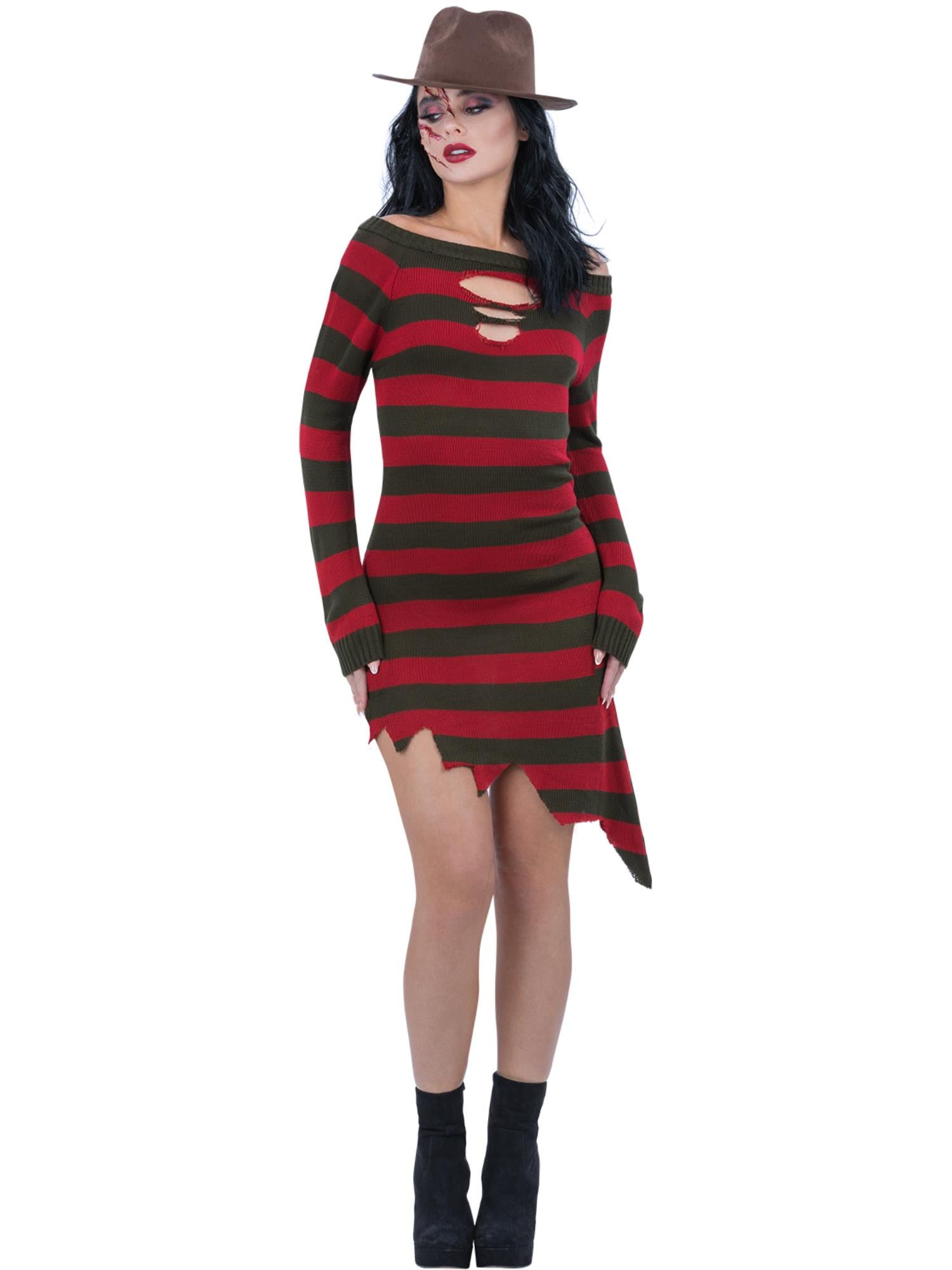 smiffys-fever-freddy-krueger-kost-m-damenkleid-rot-gr-n image 7