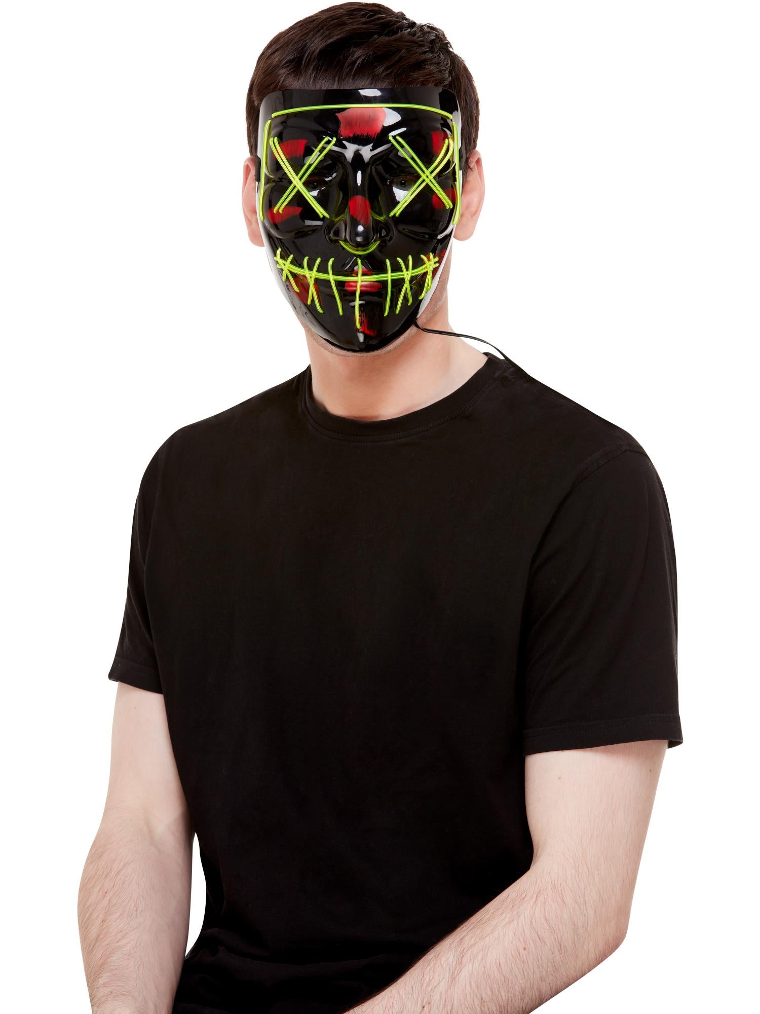 smiffys-fever-stitch-maske-gr-n-neon-led-schwarz image 1