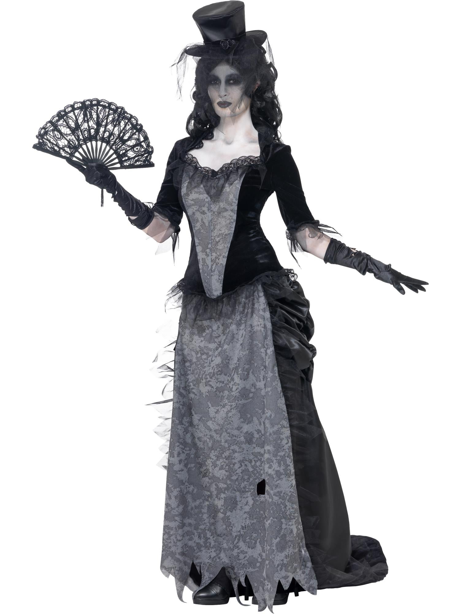 smiffys-fever-ghost-town-black-widow-kost-m-damen-s-schwarz-grau image 1