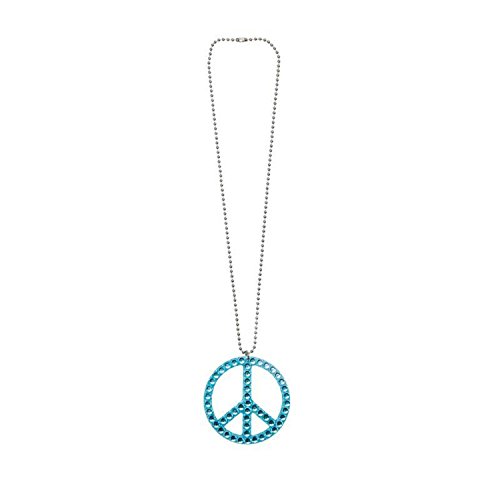 rubie-s-deluxe-peace-kette-blau-hippie-halskette-mit-strass image 2