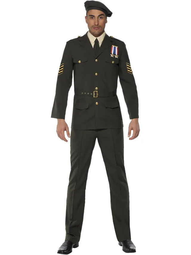 smiffys-fever-wartime-officer-kost-m-herren-gr-n-gr-m-38-40 image 1
