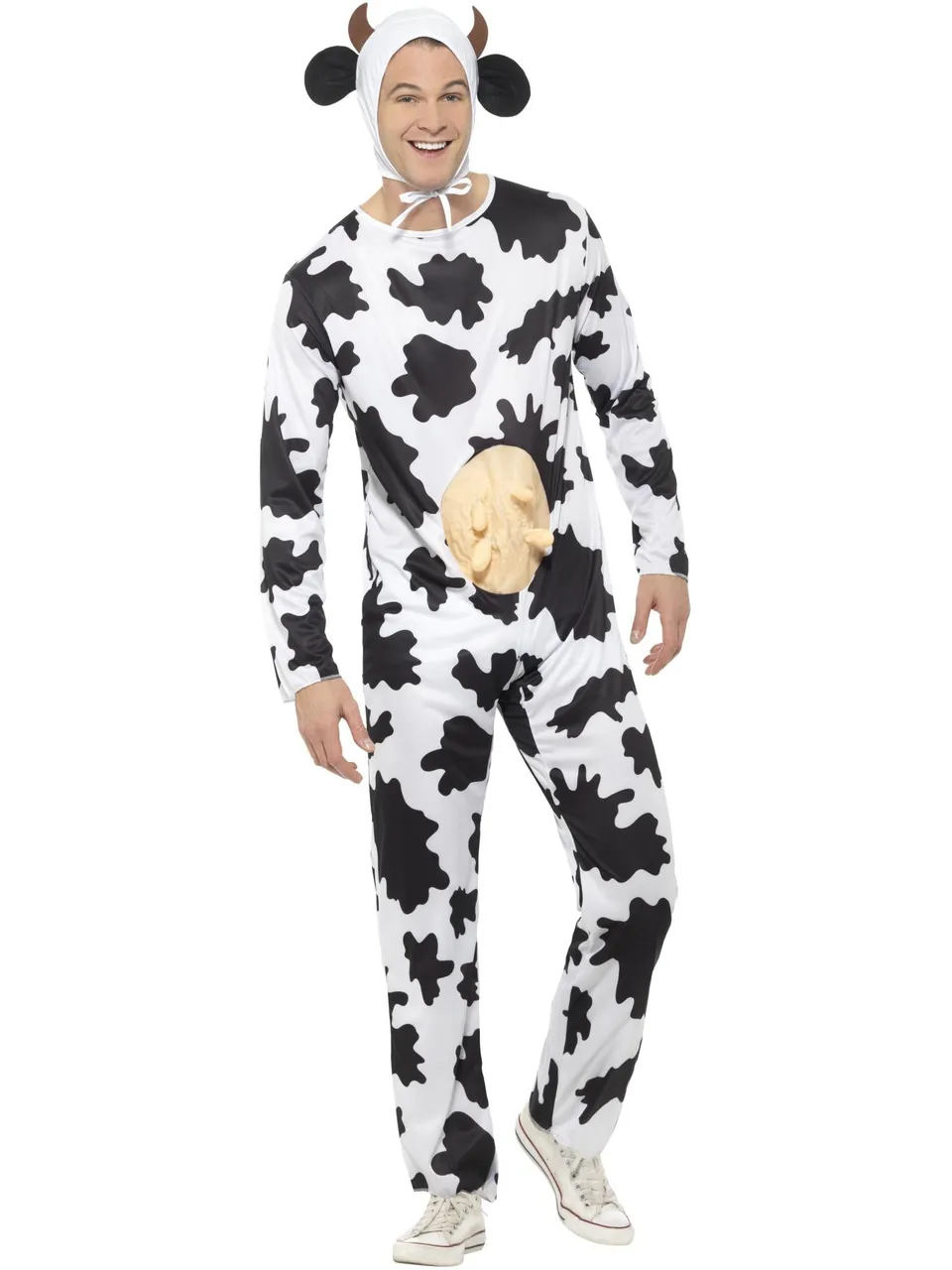 smiffys-fever-kuh-kost-m-jumpsuit-schwarz-wei-mit-euter image 1