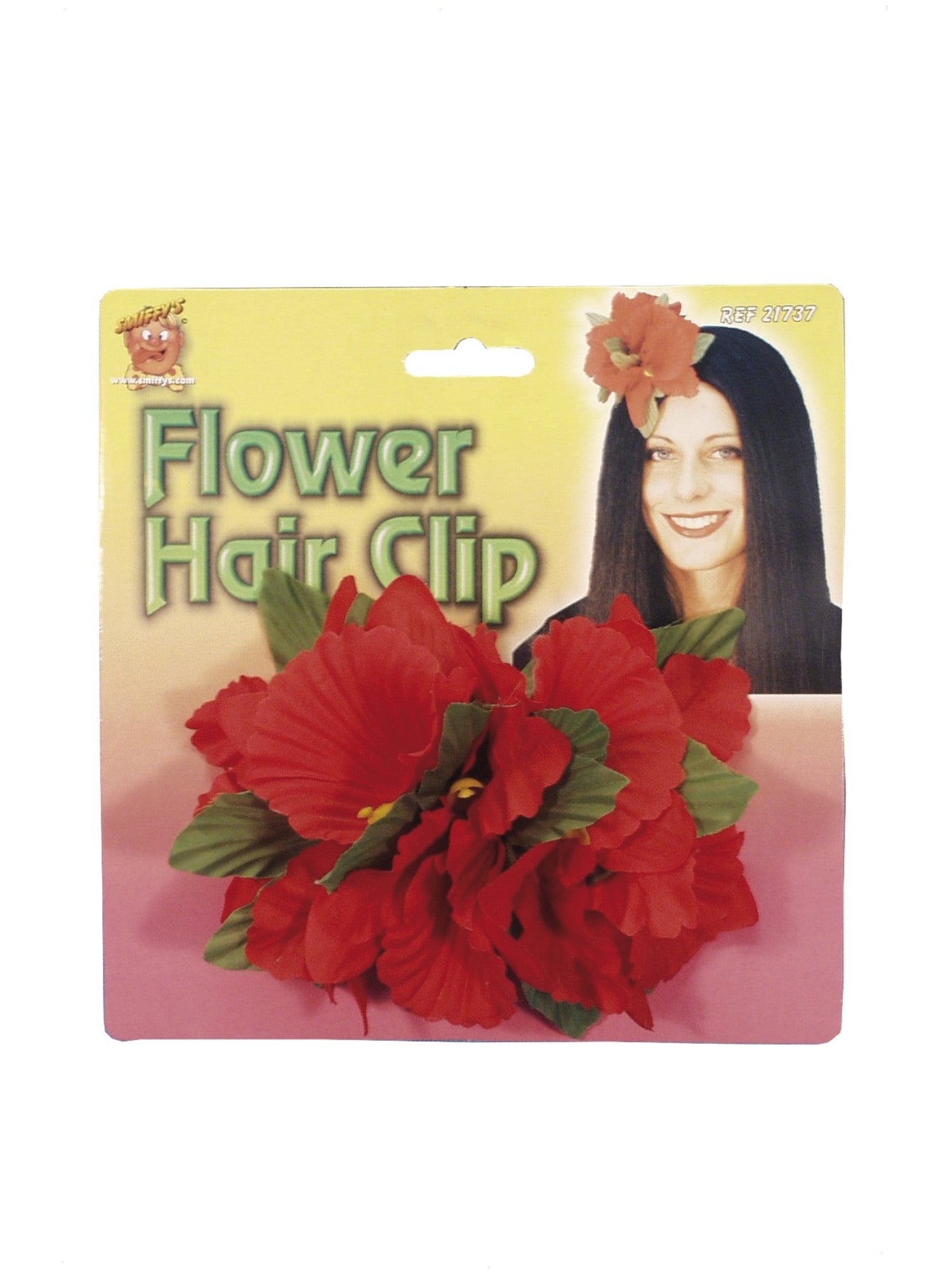 smiffys-fever-hawaiian-flower-haarclip-rot-hibiskus-haarspange image 2
