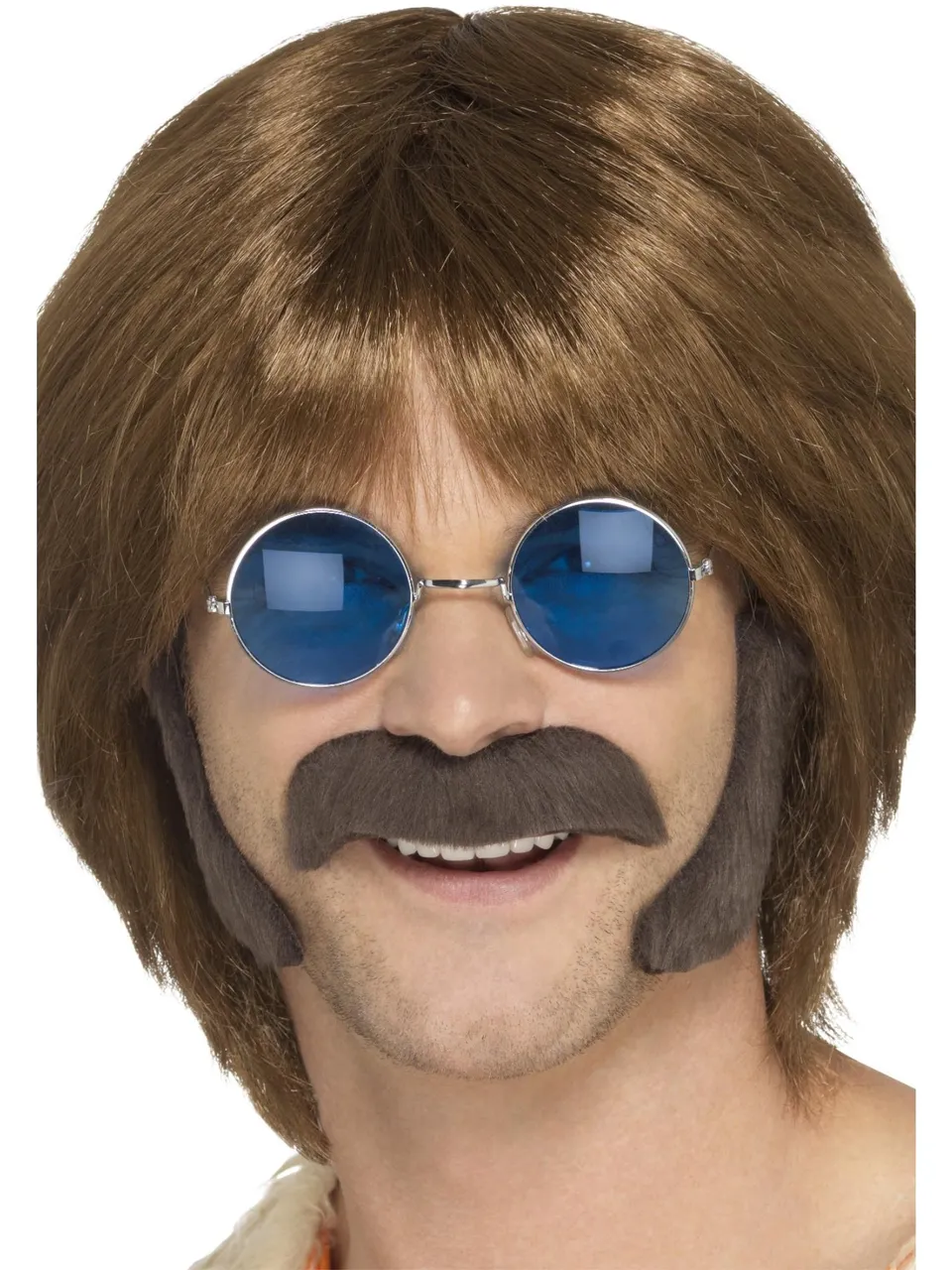 smiffys-hippie-disguise-set-bart-braun-selbstklebend image 1