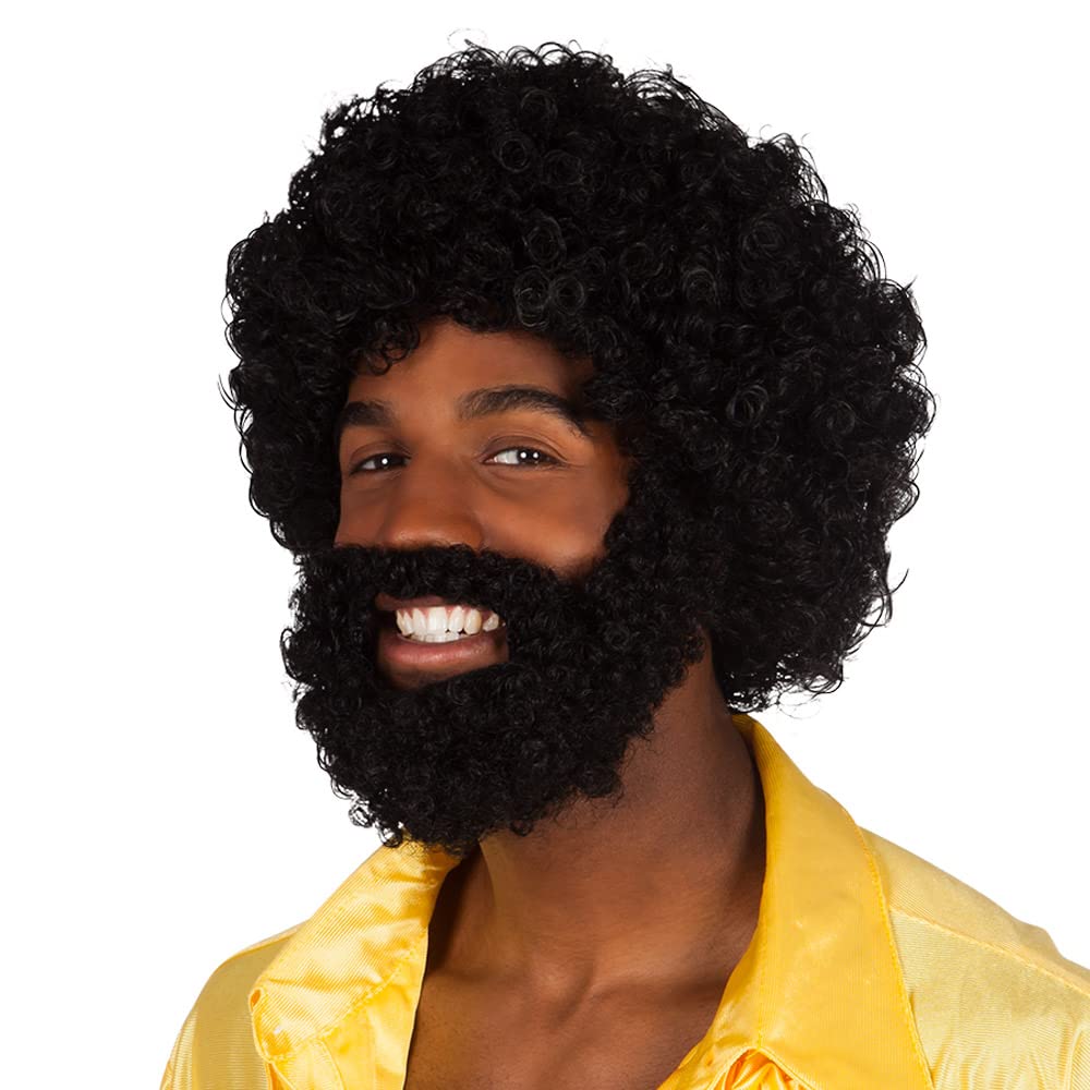 boland-wigs-rufus-per-cke-mit-bart-schwarz-locken-erwachsene image 1